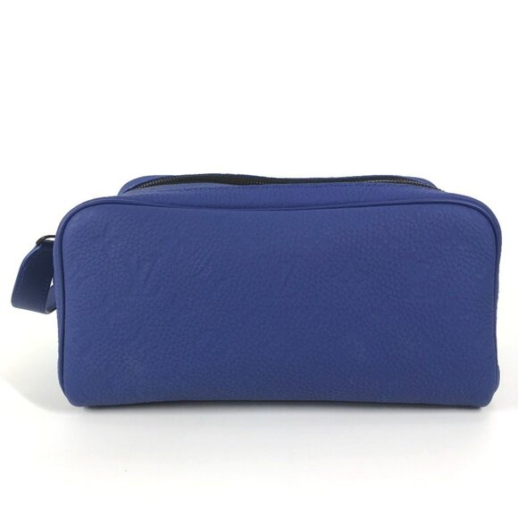 LOUIS VUITTON Blue Monogram Leather Clutch Bag - Picture 1 of 14